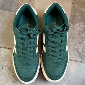 Madden Girl Dark Green Suede Sneakers with White Stripes